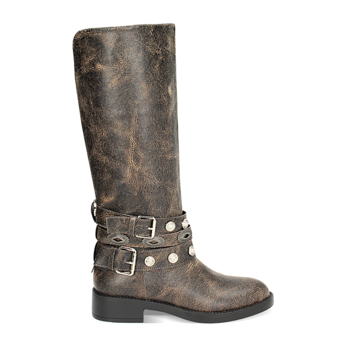 Stivale testa di moro con borchie