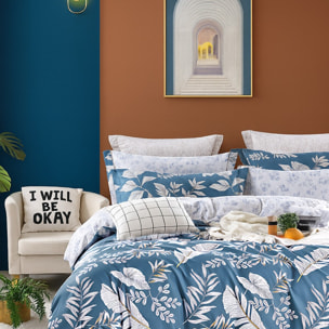 Parure housse de couette avec taie à volant 100% coton - Azuralis