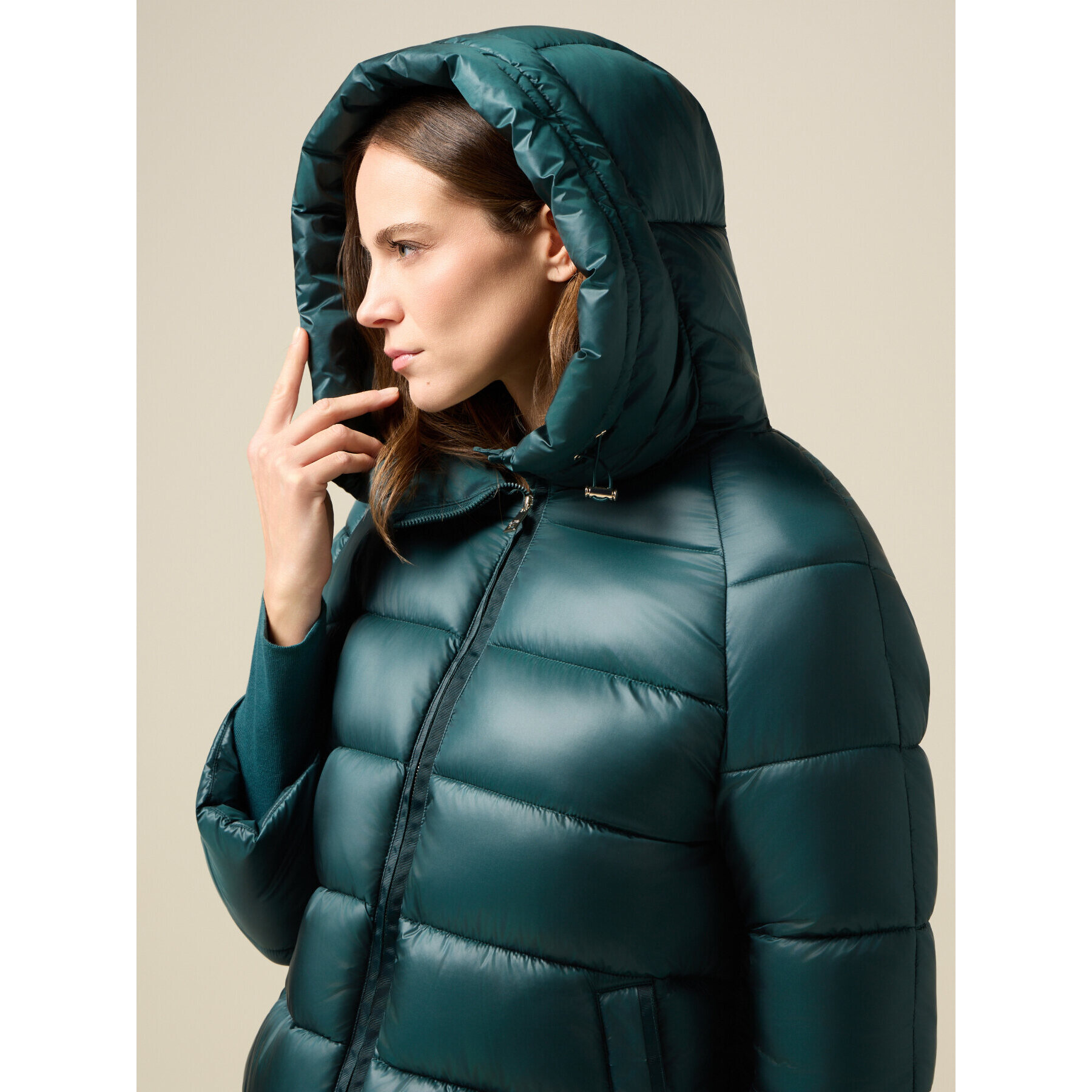 Oltre - Plumífero midi con capucha - Verde