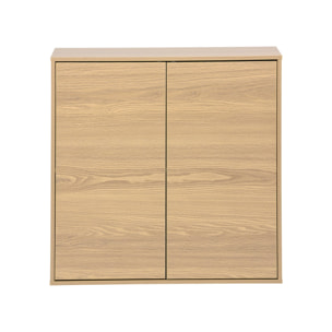 Buffet. module de rangement chêne décor bois 2 portes L 70 x P 35 x H 70 cm - Kompo