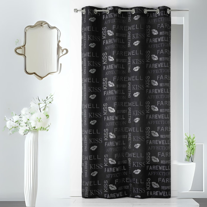Rideau en Shantung Fantaisie à Paillettes - Noir