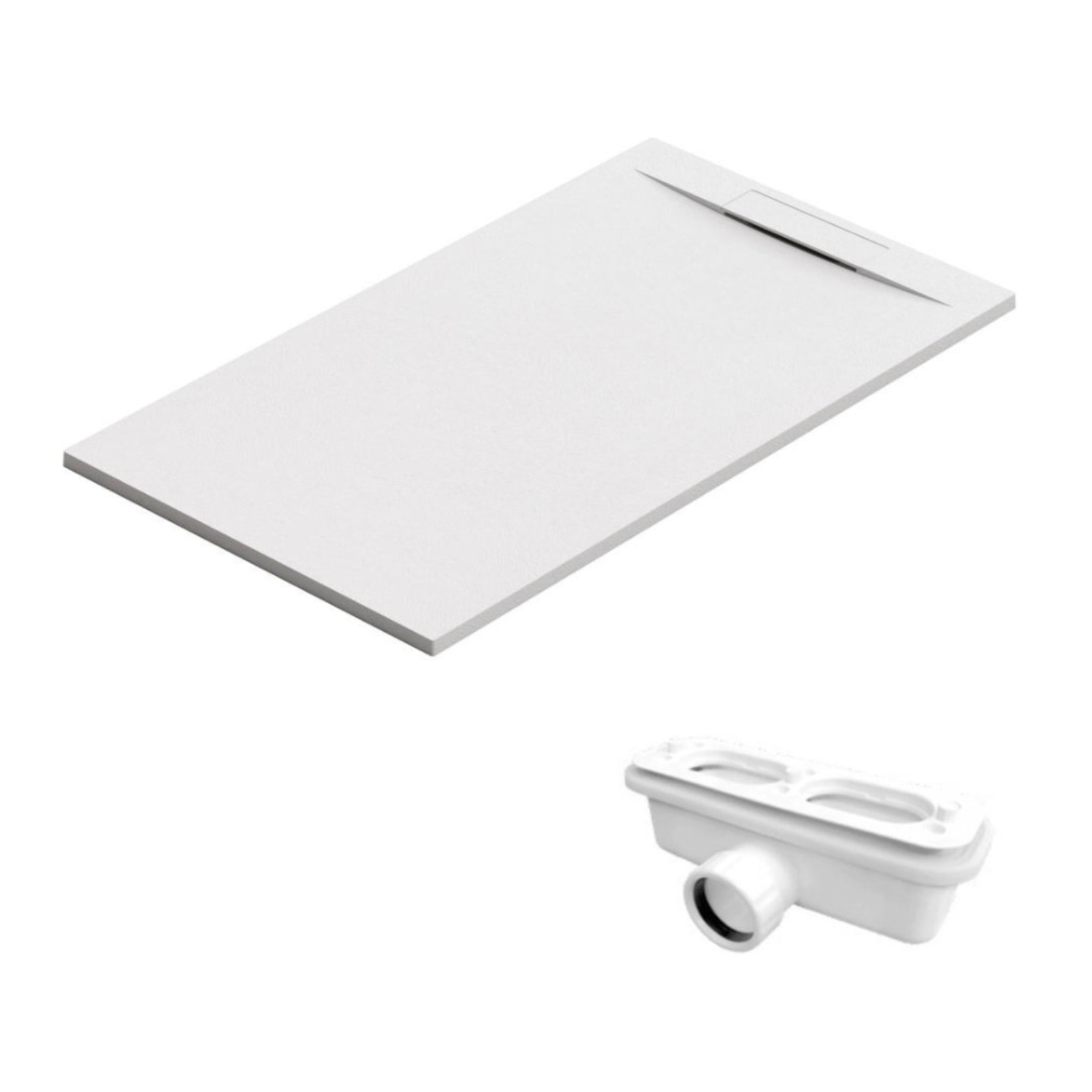 Fusion Receveur de douche 140x80cm en marbre coulé, Blanc (SATFU14080BL)