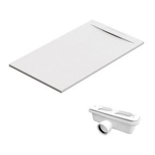 Fusion Receveur de douche 140x80cm en marbre coulé, Blanc (SATFU14080BL)