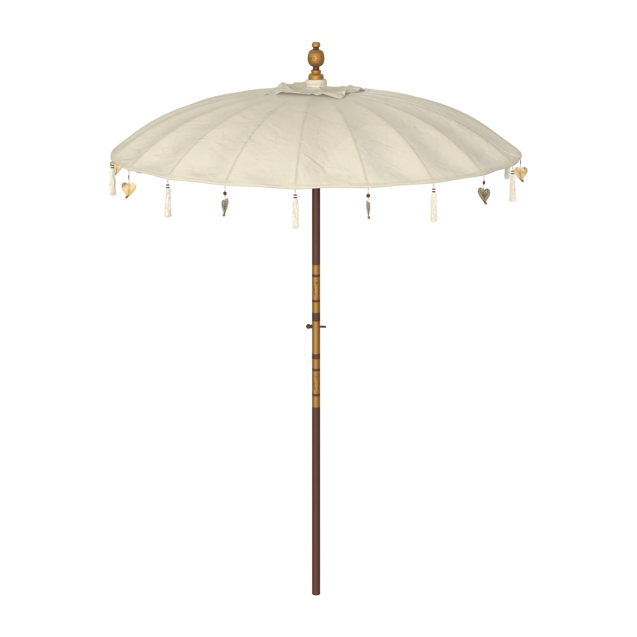 Parasol en bois de cocotier et tissu crème - Ali