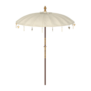 Parasol en bois de cocotier et tissu crème - Ali