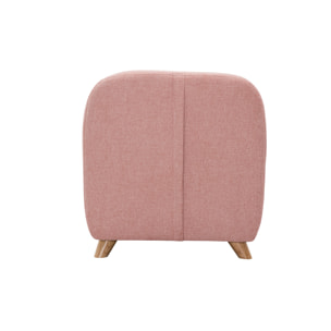 Fauteuil enfant scandinave en tissu effet velours texturé rose et bois clair NORKID