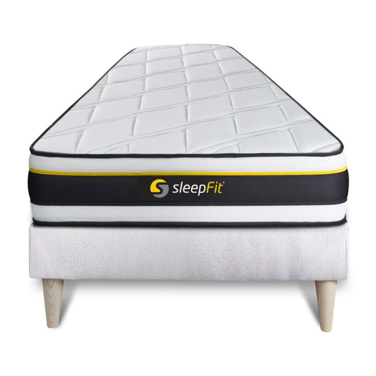 Ensemble - Matelas Mousse haute densitée avec micro-cellules d'air 19cm d'épaisseur - 7 zones de confort - Confort très ferme - Sommier tapissier en kit - 1 place