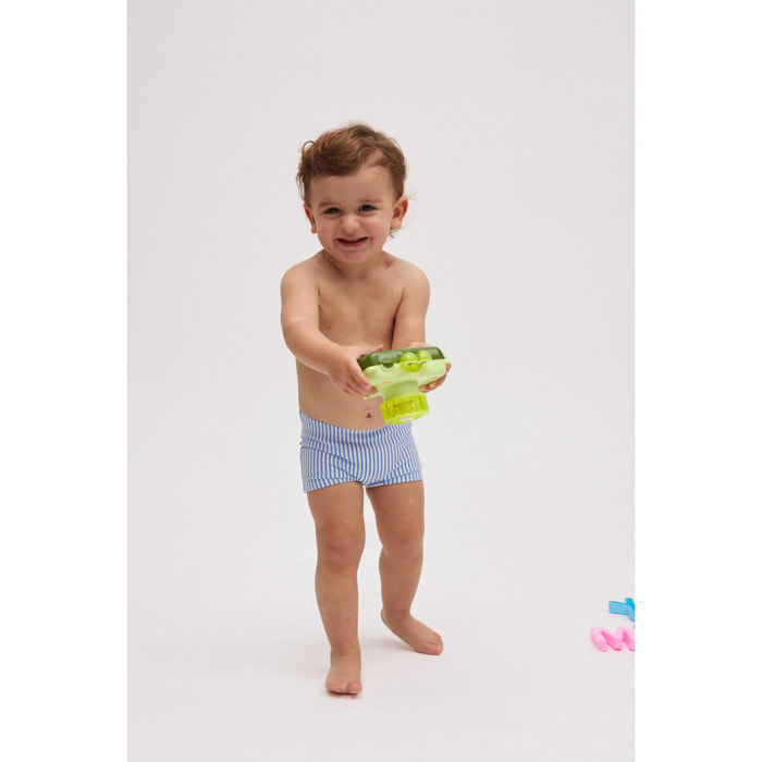 Costume da bagno boxer da neonato testurizzato a righe blu