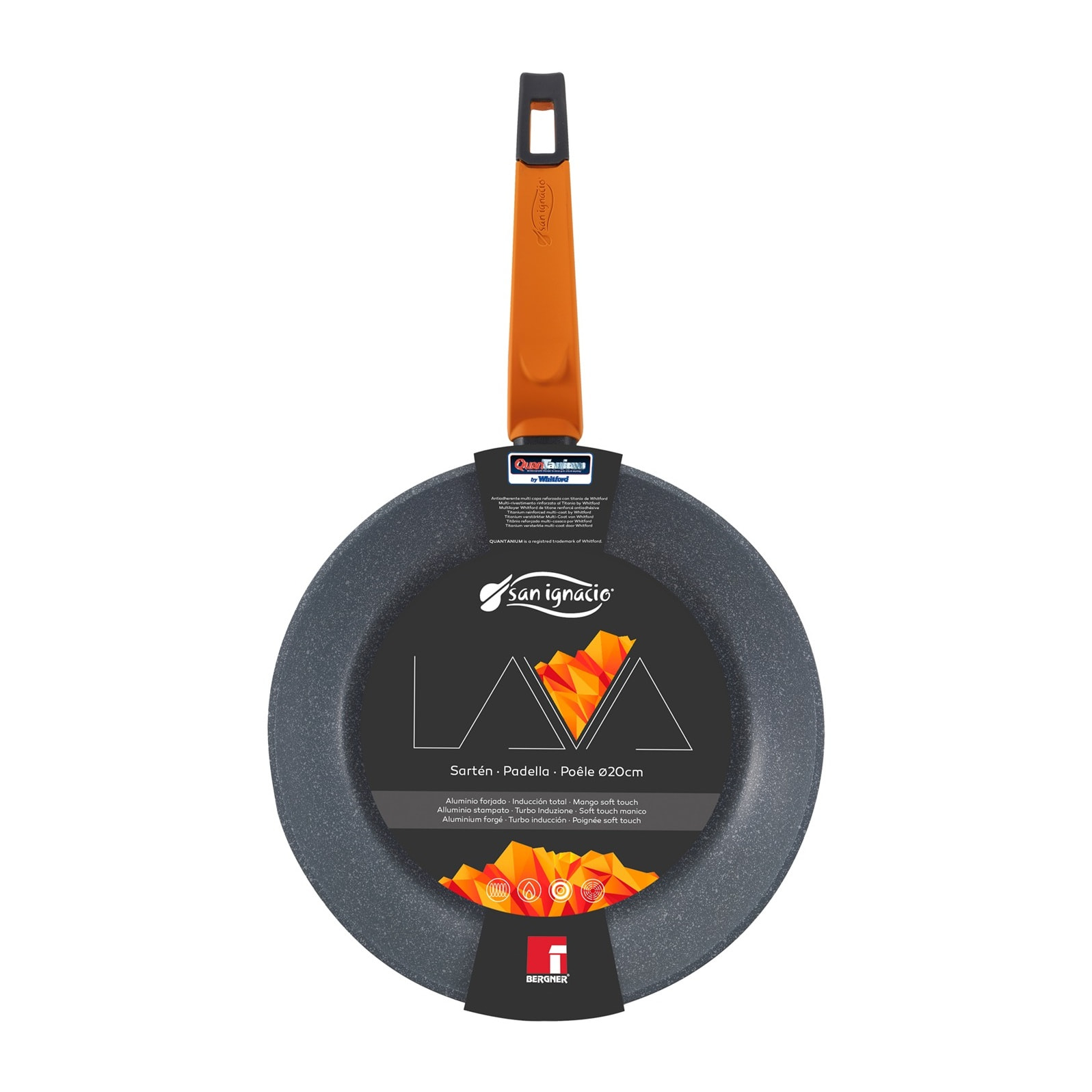 Set de 3 Sartenes San Ignacio LAVA Ø20 Ø26 Ø28 cm – Aluminio Forjado, Antiadherente Quantanium, Apto Inducción