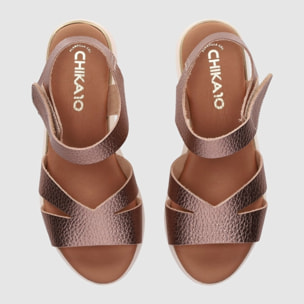 Sandalias de Piel - Bronce - Tacón: 4 cm