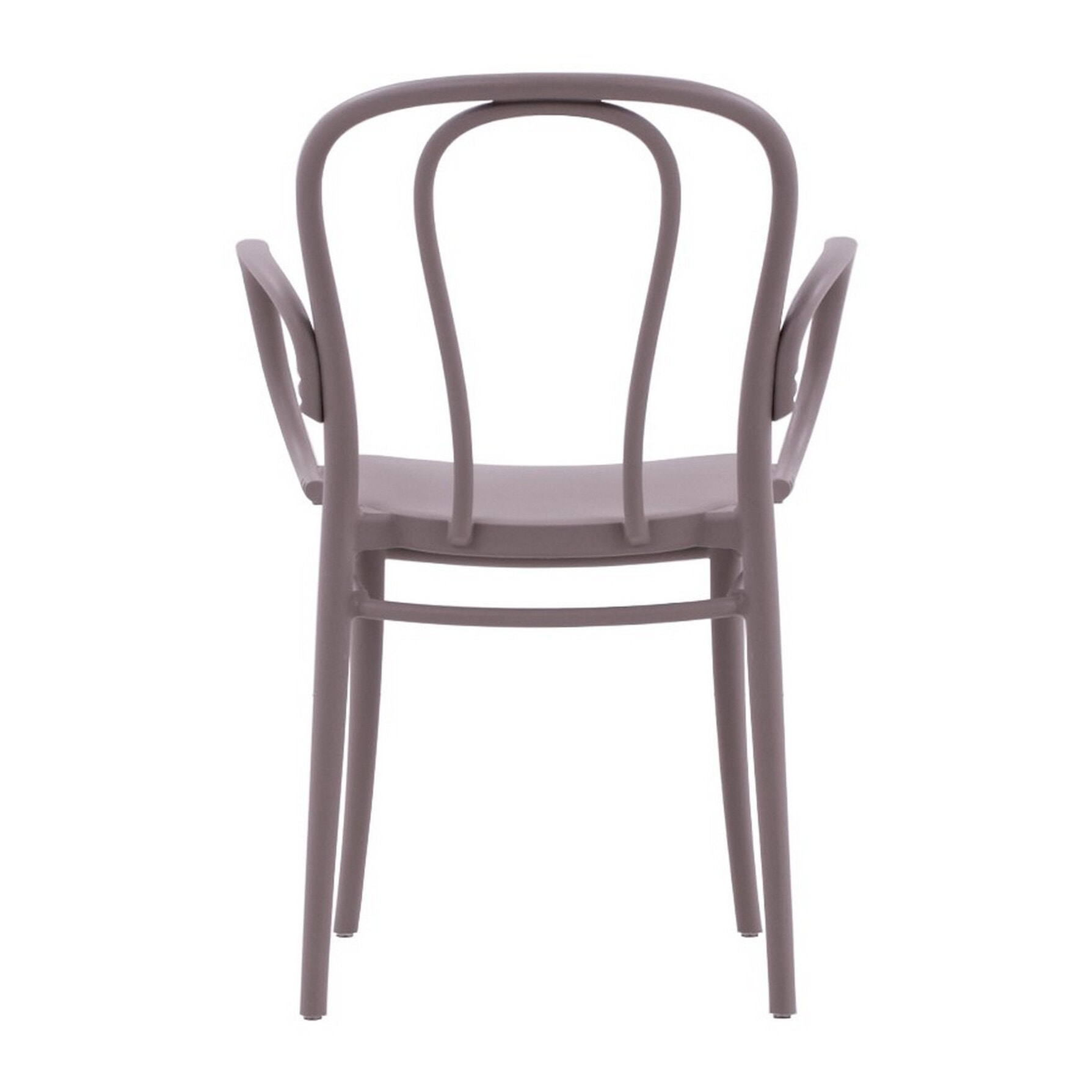 Set di 4 sedie NEWCASTLE in polipropilene tortora con braccioli, impilabili