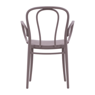 Set di 4 sedie NEWCASTLE in polipropilene tortora con braccioli, impilabili