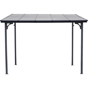 Pergola tonnelle adossée "Marvin" - 3 x 3 m - 304 x 298 x 243 cm - Gris foncé