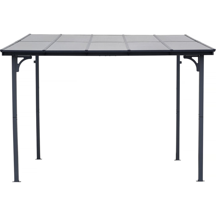 Pergola tonnelle adossée "Marvin" - 3 x 3 m - 304 x 298 x 243 cm - Gris foncé