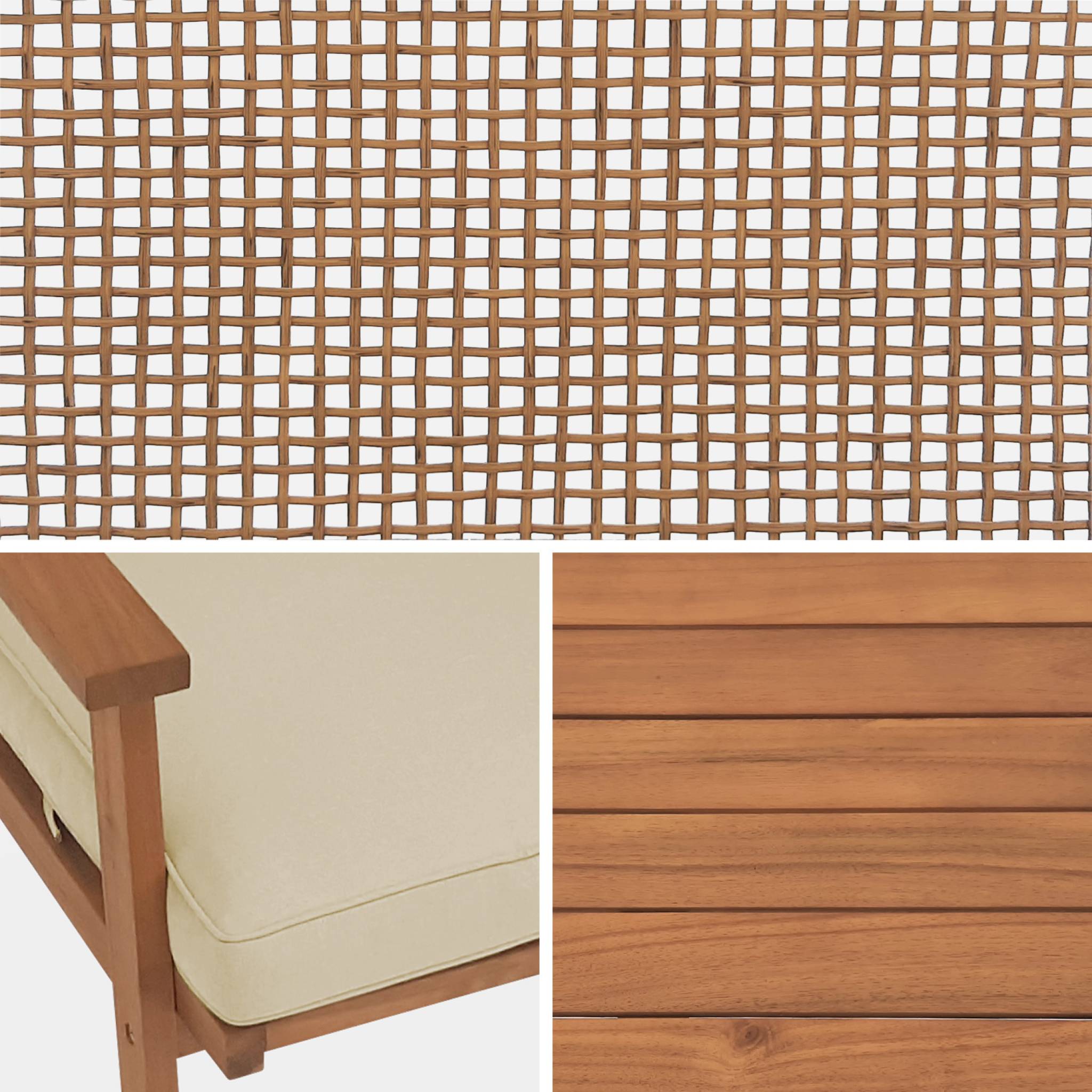 Salon de jardin bois d'acacia et cannage 4 places BOHÉMIA