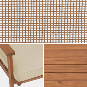 Salon de jardin bois d'acacia et cannage 4 places BOHÉMIA