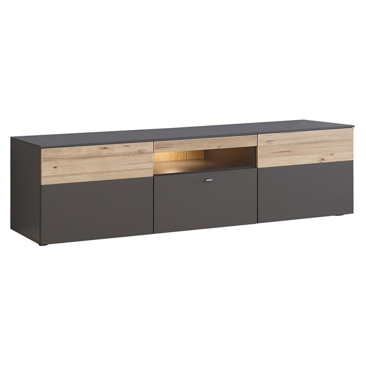 Meuble TV gris & effet bois L 210cm - TONY