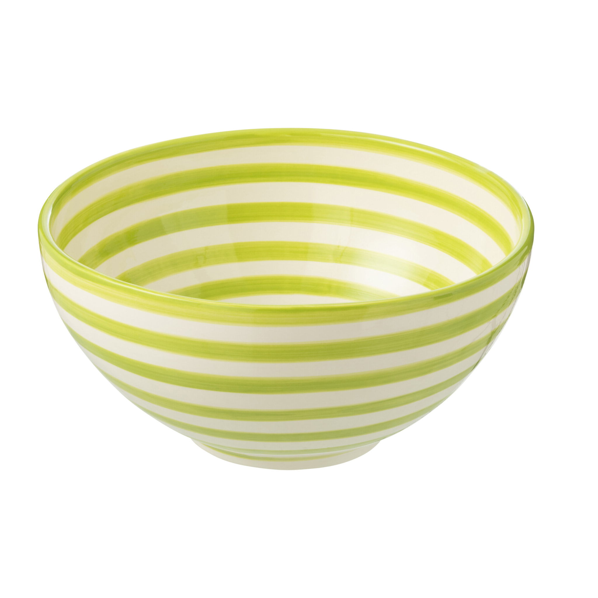 J-Line bol Granada Stripes High - céramique - blanc/vert  - large - Ø 28 cm
