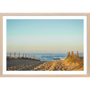 Affiche photo plage hossegor Affiche + cadre en bois - Chêne