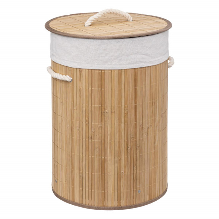 Panier à linge bambou rond 48 litres Atmosphéra