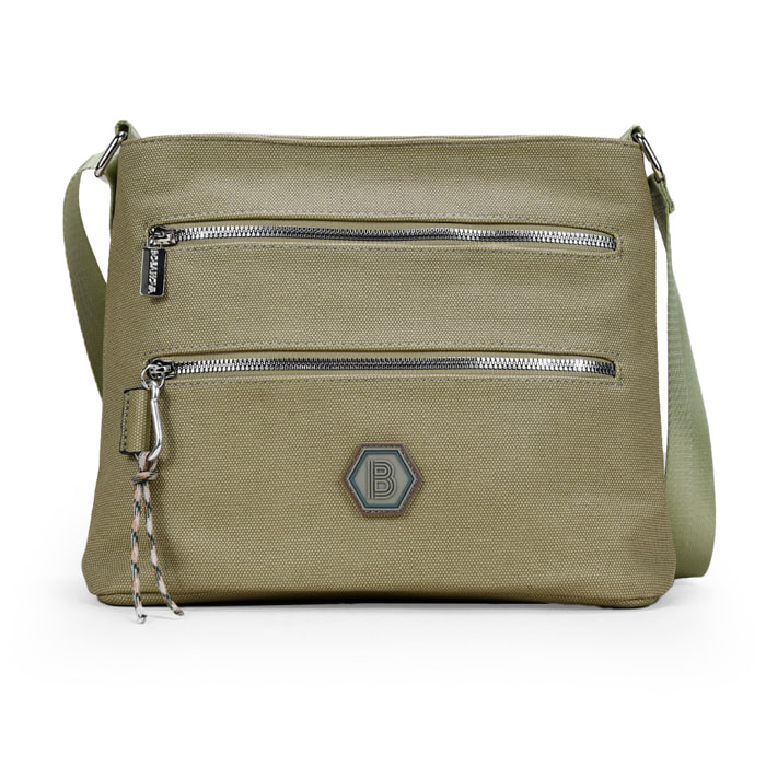 Bolso bandolera verde con cremalleras