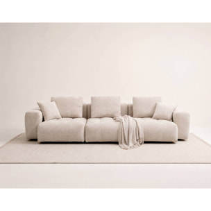 Colette - Canapé modulable 3 places en velours texturé - Beige