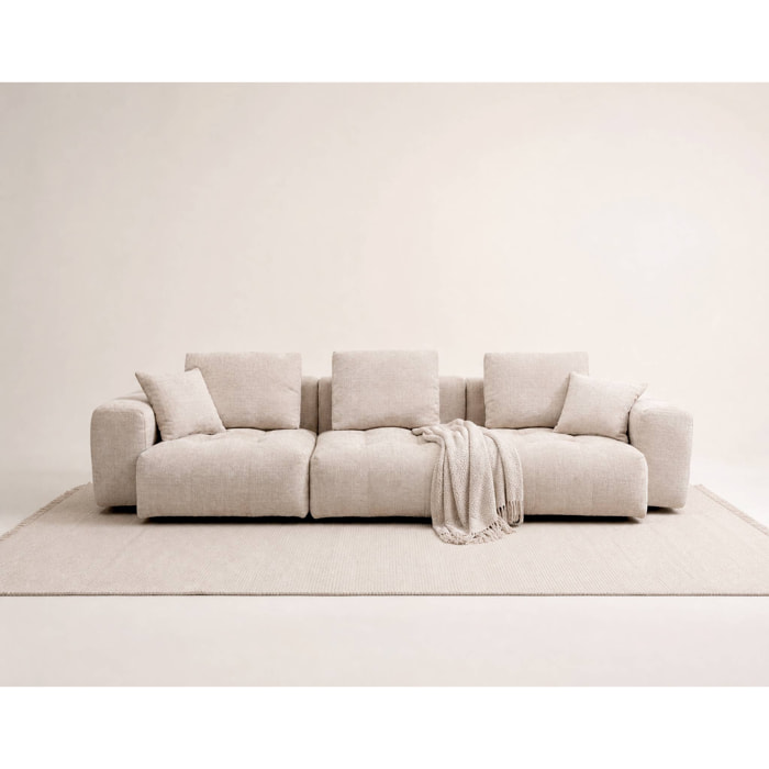 Colette - Canapé modulable 3 places en velours texturé - Beige