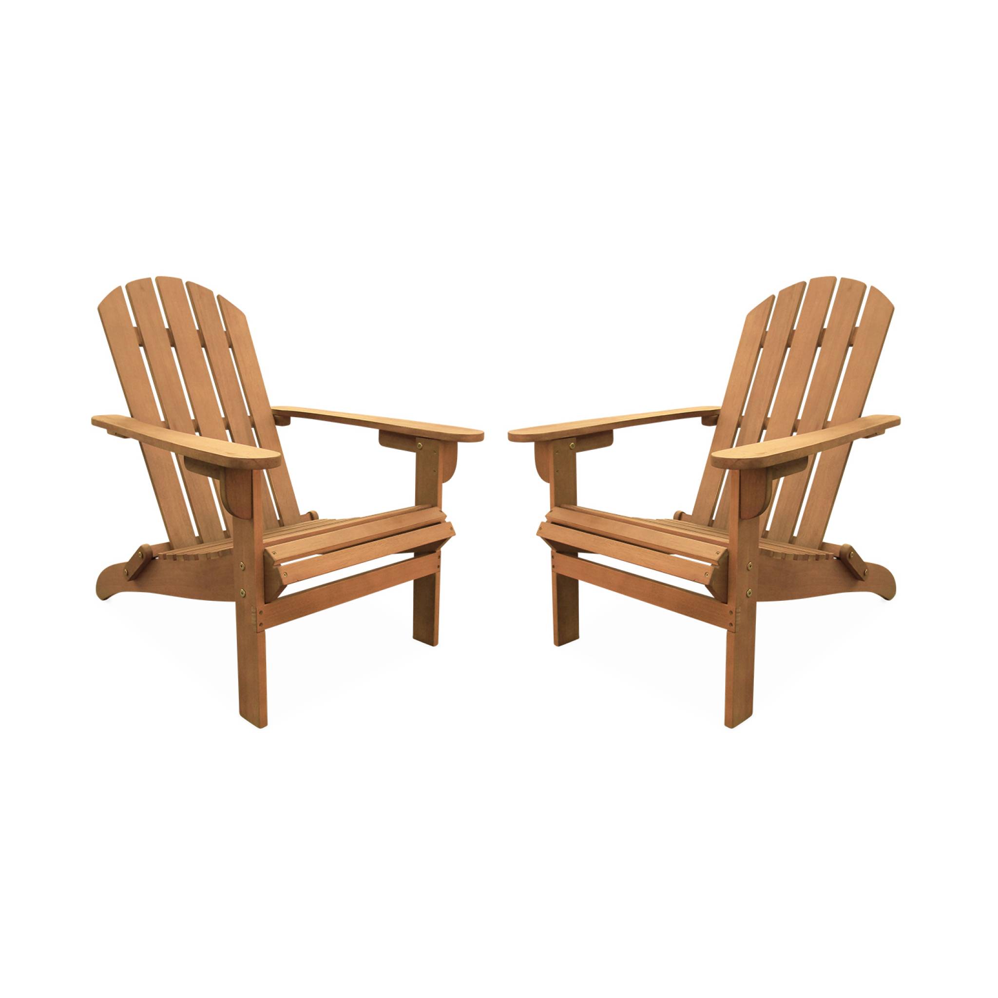 Lot de 2 fauteuils de jardin en bois - Adirondack Salamanca- Eucalyptus. chaises de terrasse rétro. sièges de plage