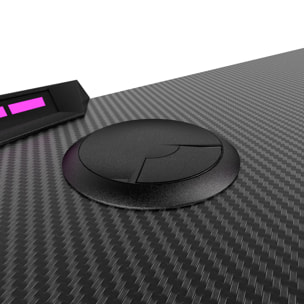 Shigeru - Scrivania da Gaming Angolare 140x99x76 cm con LED in MDF e Metallo Nero