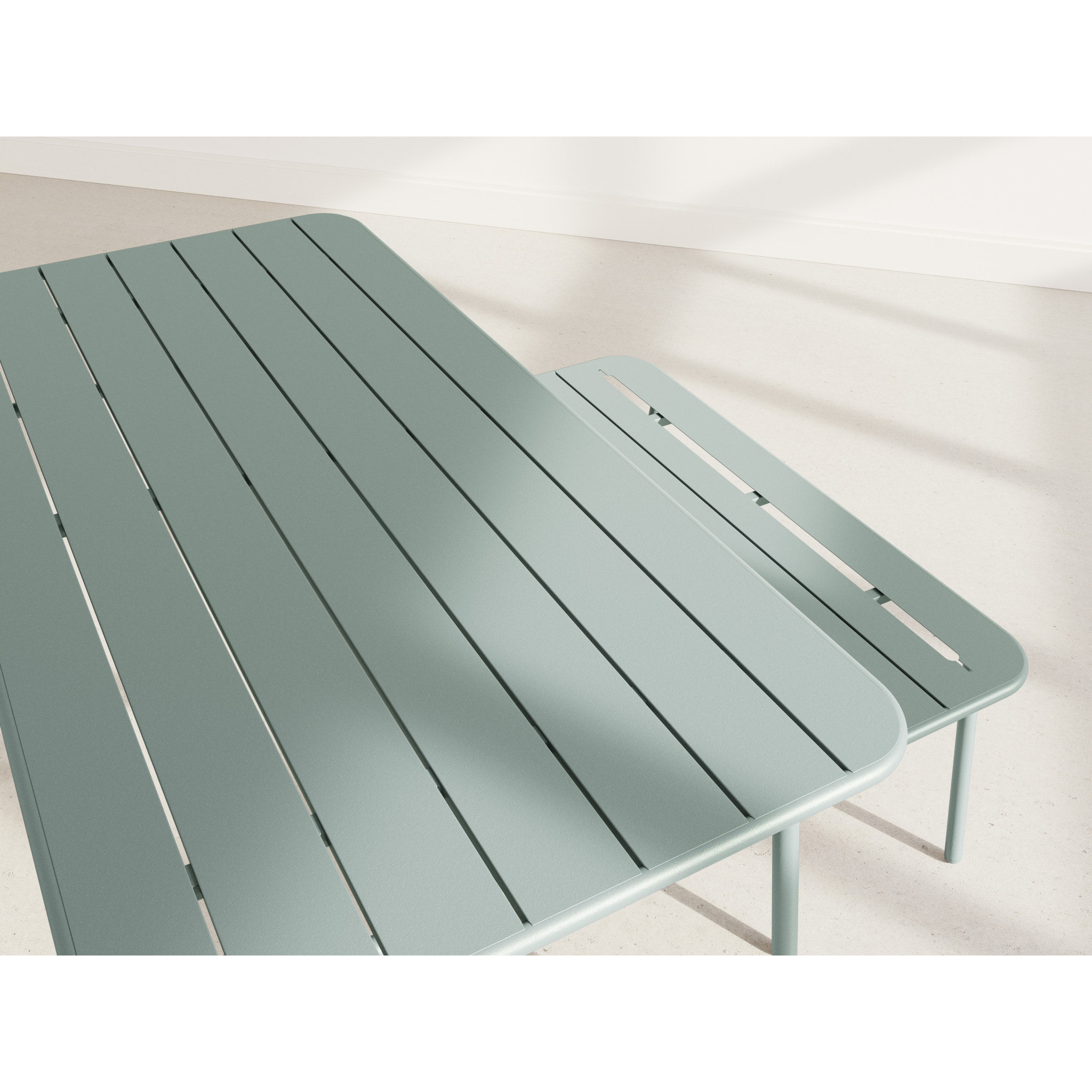 Ribola - ensemble table et bancs de jardin - 4 personnes - vert - Vert