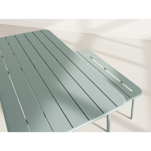 Ribola - ensemble table et bancs de jardin - 4 personnes - vert - Vert