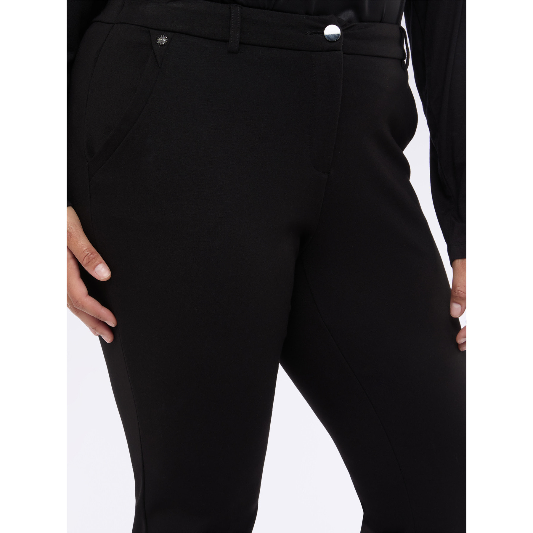 Fiorella Rubino - Pantalones New York en punto Milano - Negro