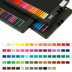 Set di 74 matite colorate DELUXE DRAWING con dima da disegno e gomma.