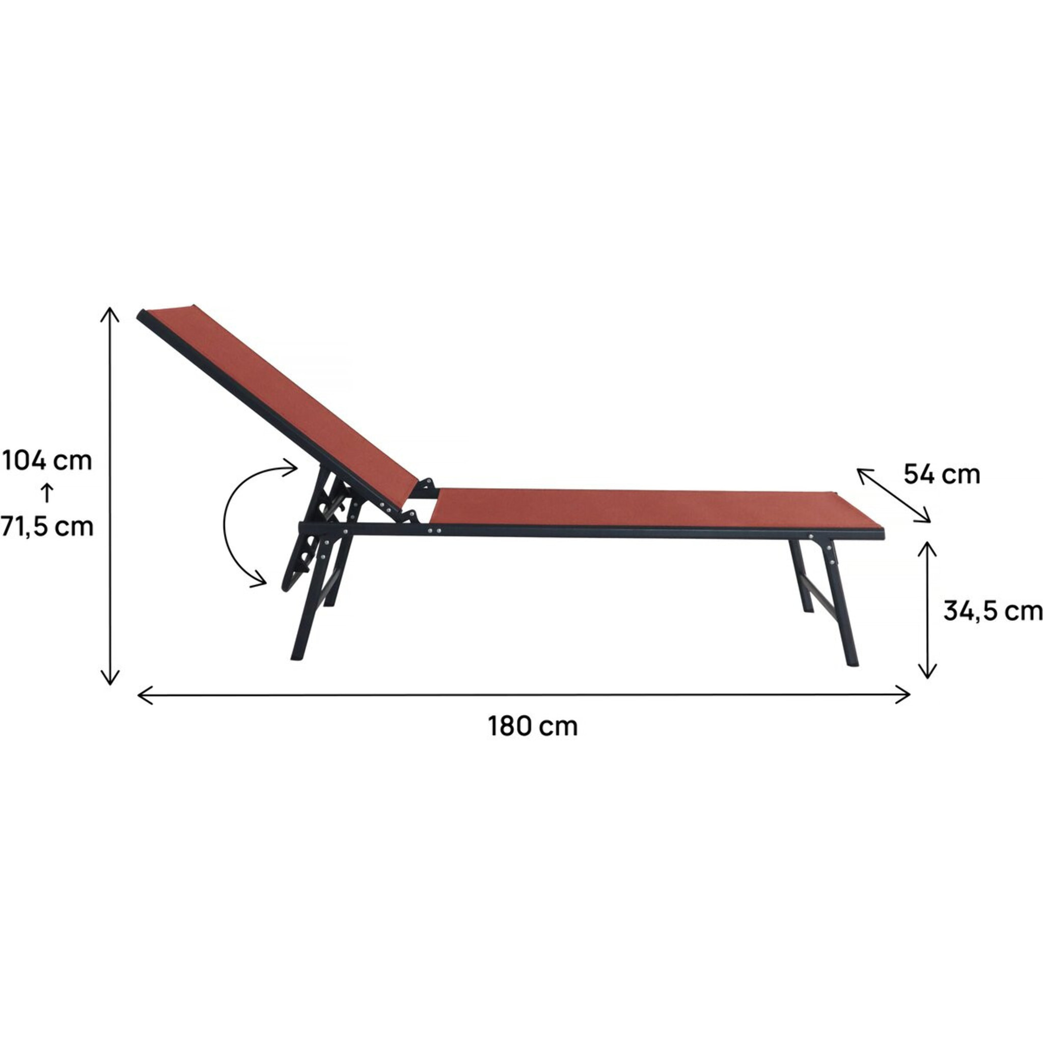 Lot de 2 bains de soleil en métal "Sublima" - 180 x 54 x 104 cm - Terracotta