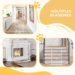 Barrera para Perros de Acero Valla para Mascotas Plegable de 3 Paneles con Doble Cerradura y Función de Bloqueo Auxiliar para Puerta Pasillo Escalera 206x90 cm Blanco