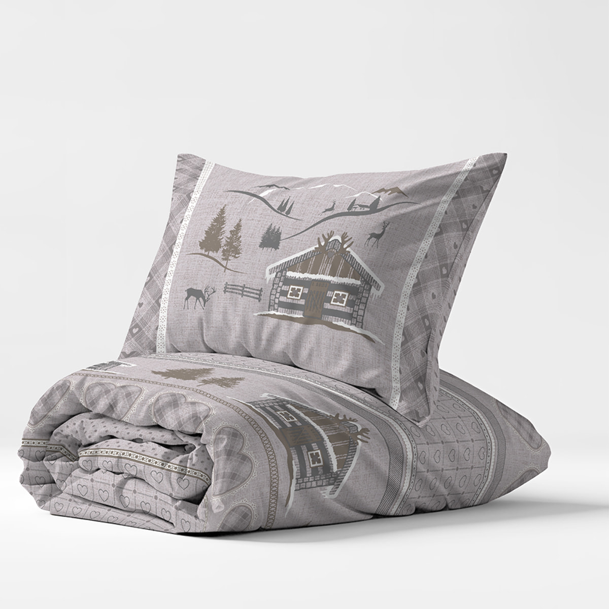 Parure copripiumino chalet beige 100% cotone