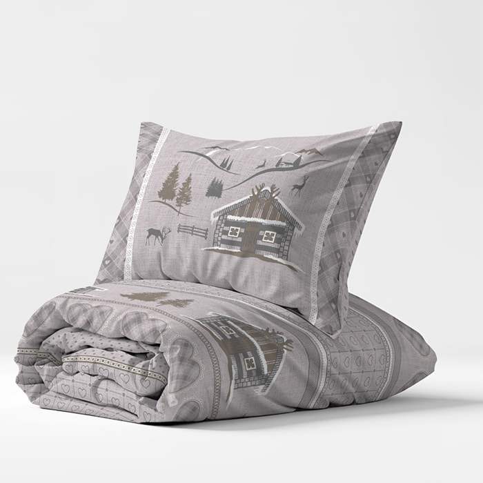 Parure copripiumino chalet beige 100% cotone