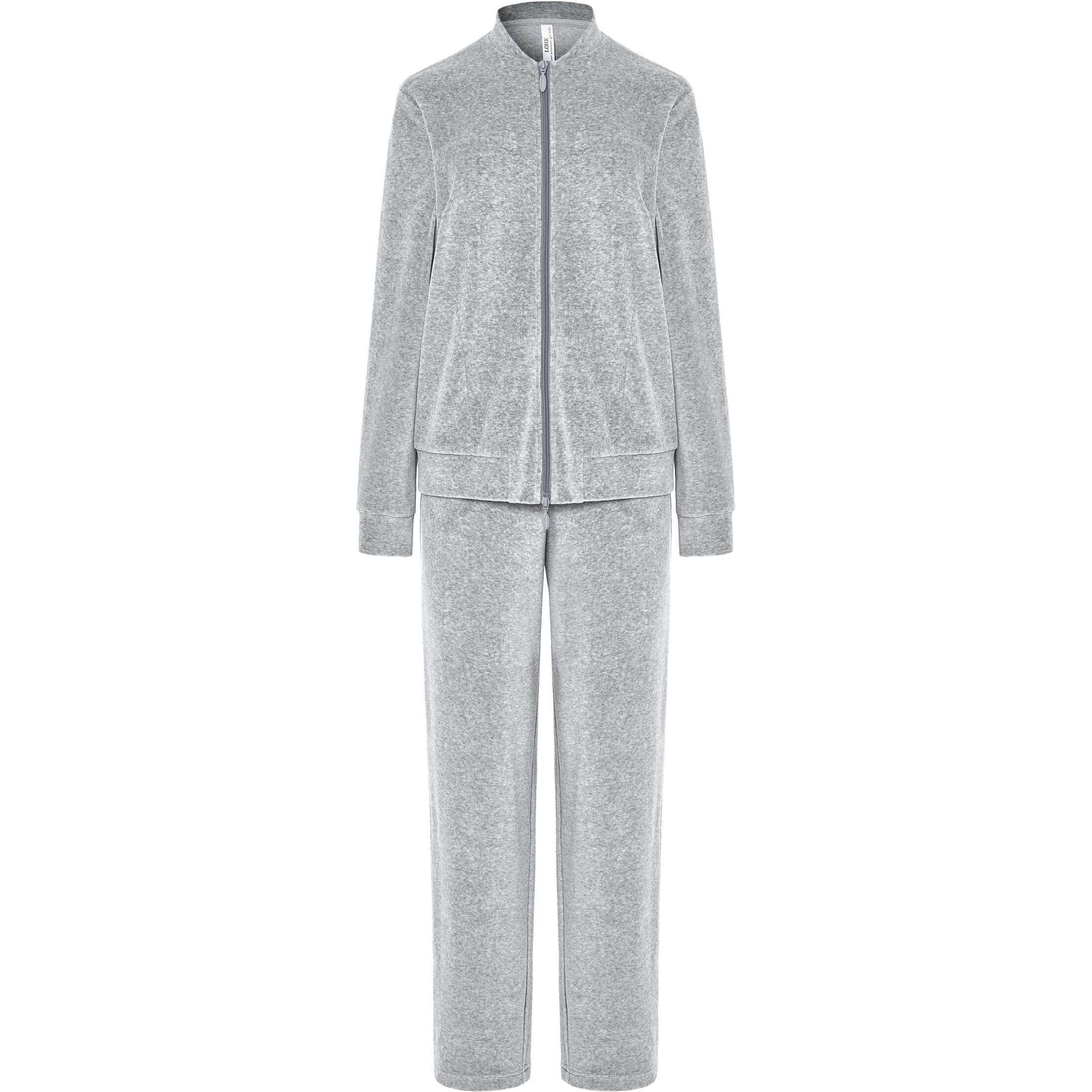 Pijama mujer terciopelo, abierto con cremallera, bolsillos laterales, manga larga y pantalon largo