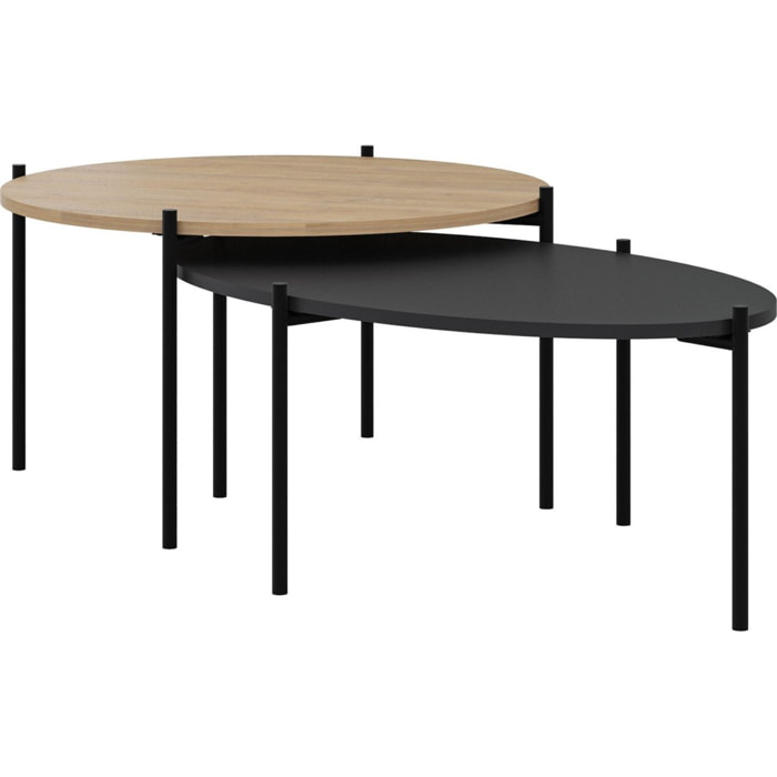 Lot de 2 tables basses gigognes - LORIS