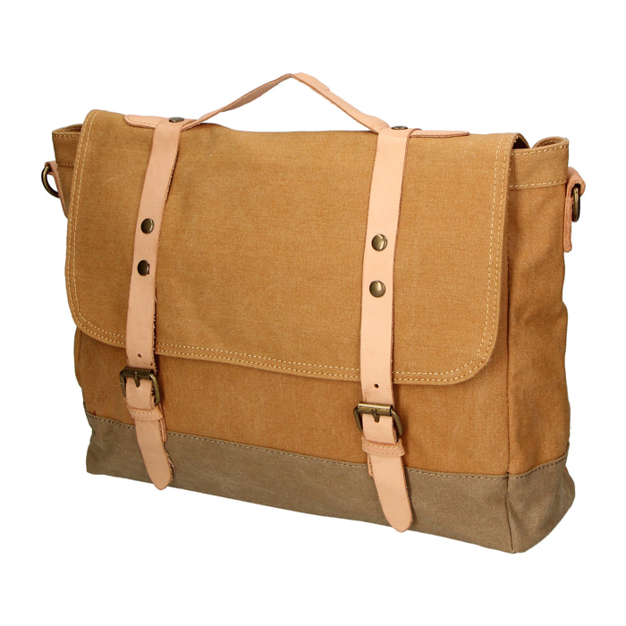 Borsa a mano unisex Minerva in Canvas e pelle Borsa Fashion 30x40x12 cm