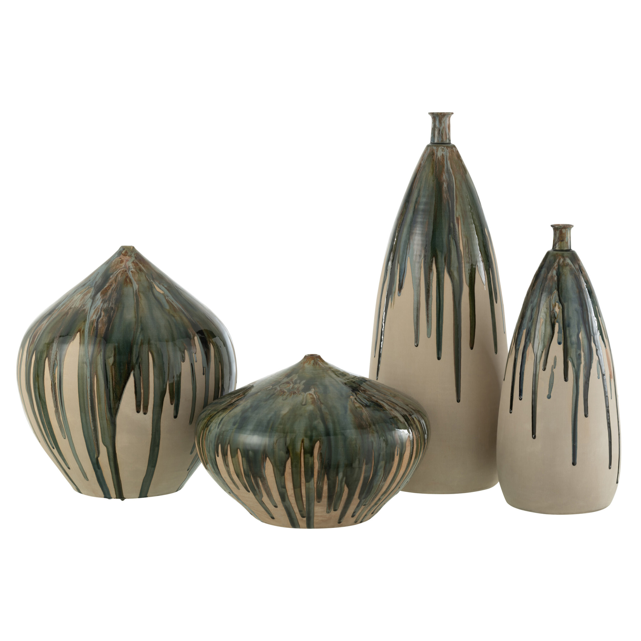 J-Line vase Haut Peinture - ceramique - naturel/vert