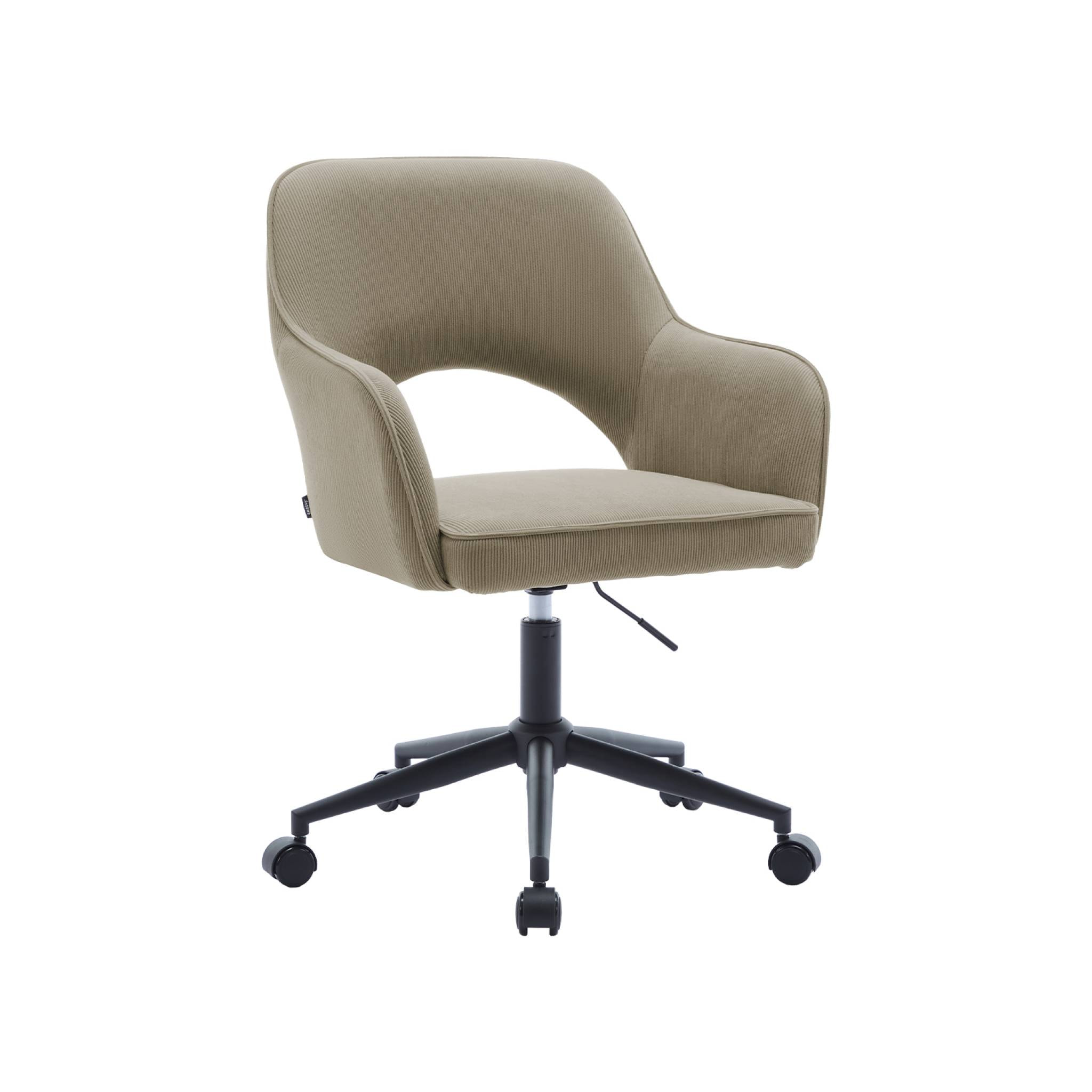Chaise de bureau à roulettes velours côtelé beige L 60 x P 62 x H 89 / 99cm
