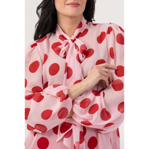 Kocca - Blusa fantasia con fiocco Donna, Pois, Girocollo