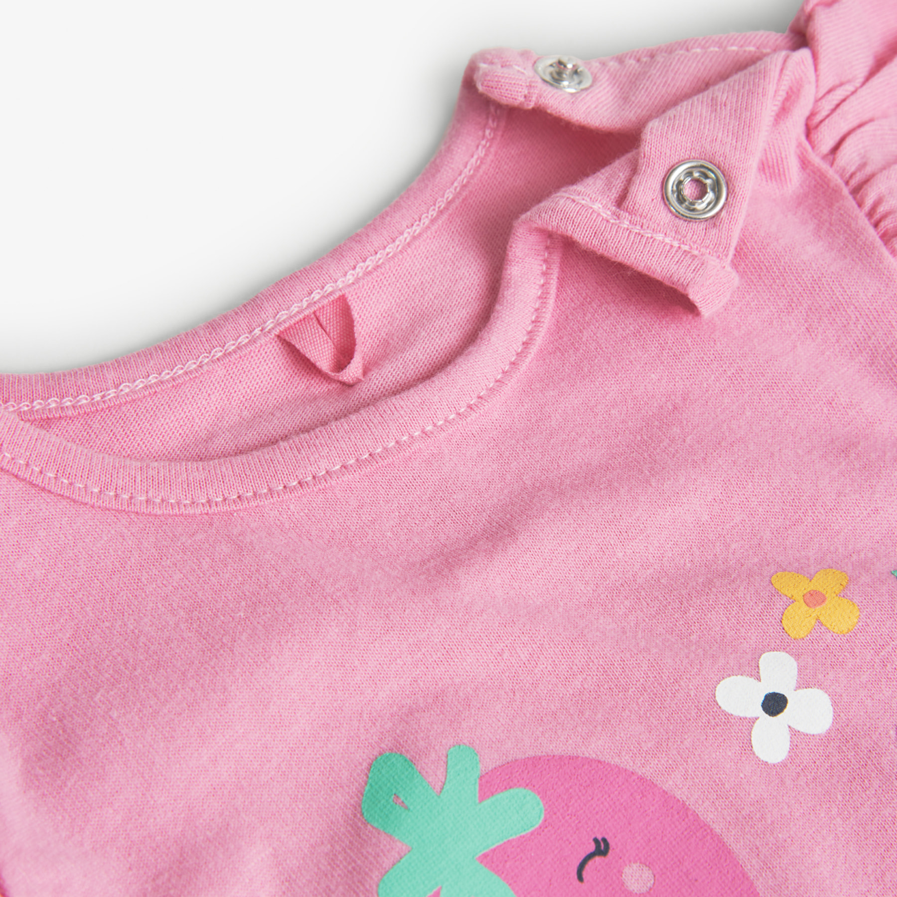 Pelele de nadÃ³ niÃ±a, algodÃ³n estampado, mangas cortas, rosa