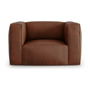 Fauteuil "Muse" en cuir véritable cognac