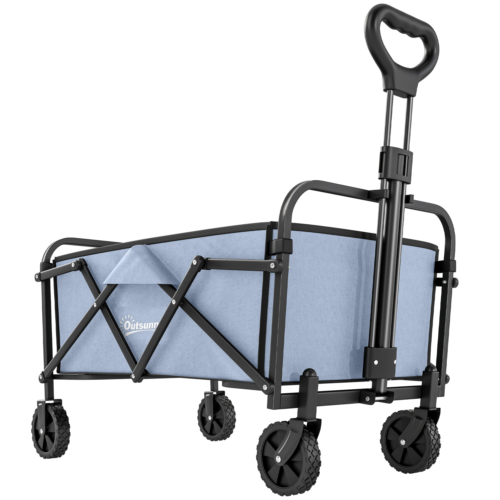Chariot de jardin plage pliable 66L poignée télescopique métal polyester gris