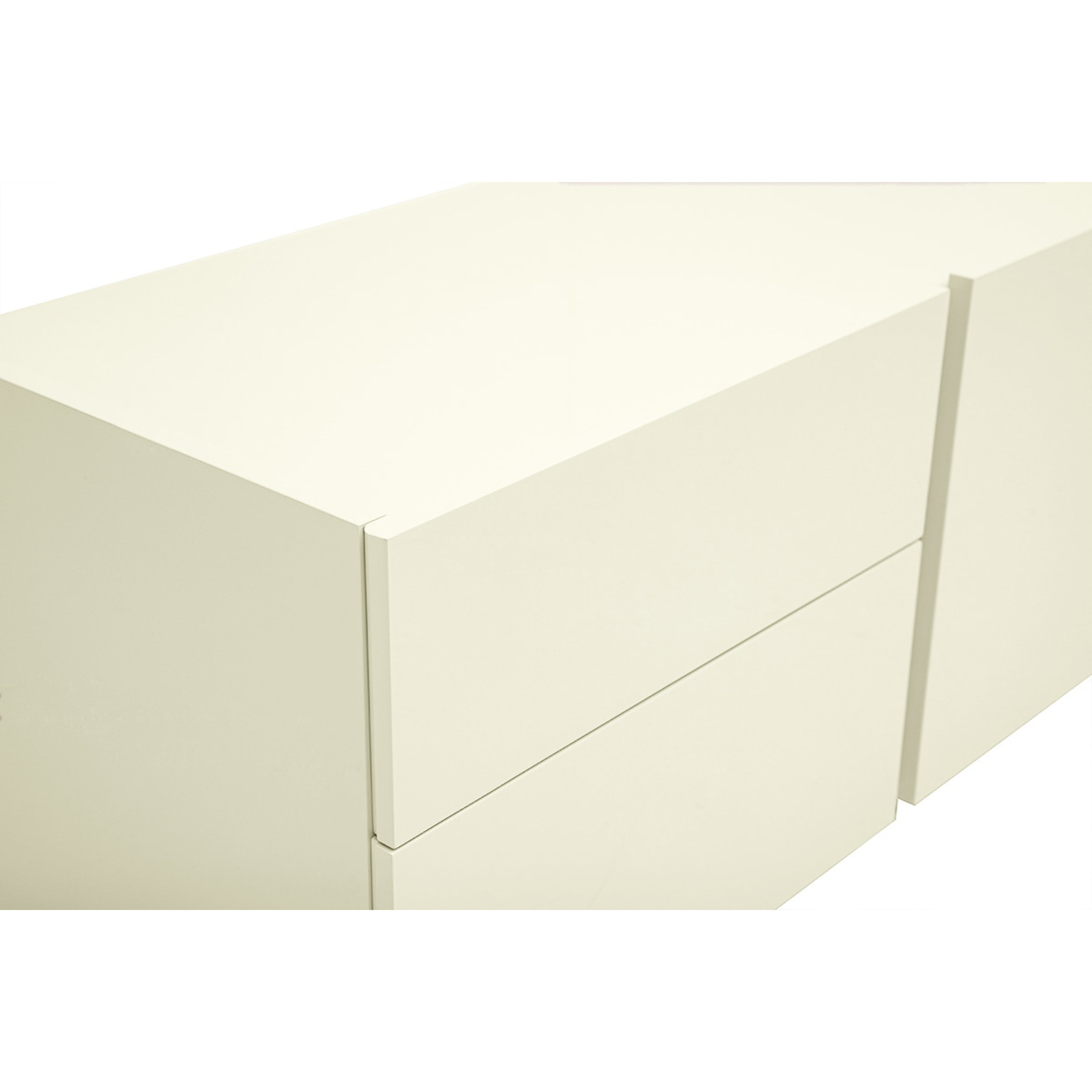 Meuble TV design beige laqué brillant avec rangements L199.8 cm ISAURE