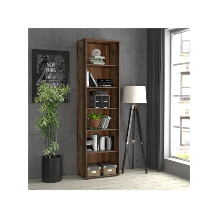 Étagère H. 198 x L. 54 cm décor bois vintage avec 5 étagères - MIA