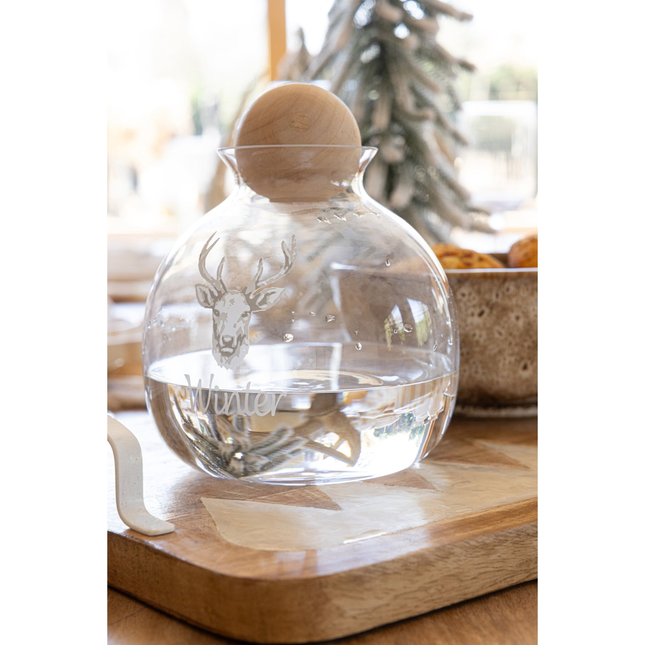 J-Line Cruche Cerf Verre Blanc/Naturel