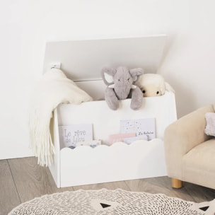 Coffre à jouets et bibliothèque enfant blanc 58x38cm